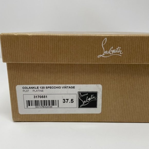 Christian Louboutin Colankle Gold Foil Leather Ruffle Strapped Heels Pumps 37.5 - Picture 15 of 16